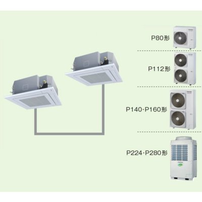 画像1: 岐阜・静岡・愛知・三重・業務用エアコン　東芝　4方向吹出し　同時ツイン　ワイヤレス　リモコン　AUEB11265X　P112（4馬力）　スマートエコR　三相200V